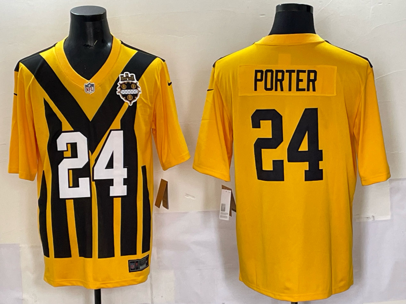 Men Pittsburgh Steelers #24 Porter Yellow Retro 2025 Nike Limited NFL Jersey style 011->pittsburgh steelers->NFL Jersey